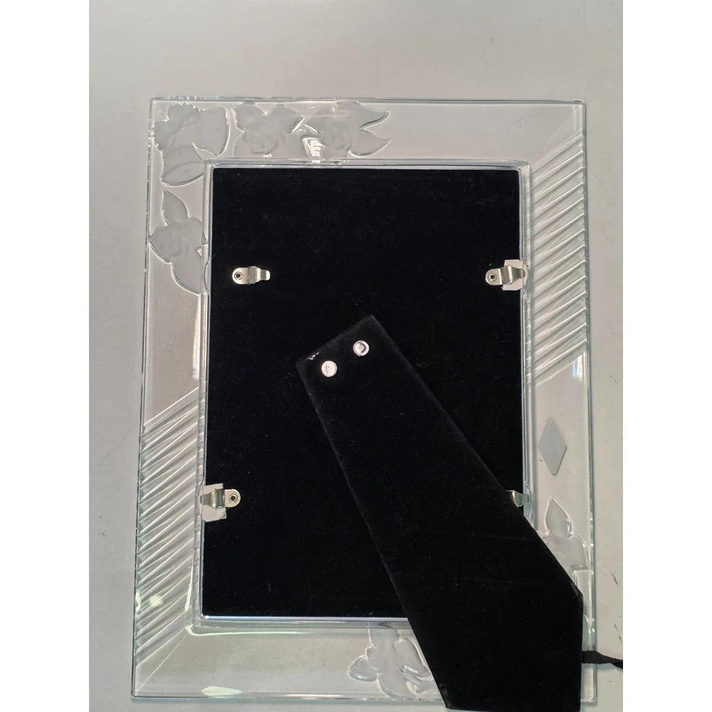 Shannon Crystal Double Picture‎ Frame With Flowers and Bells 24% Lead Crystal